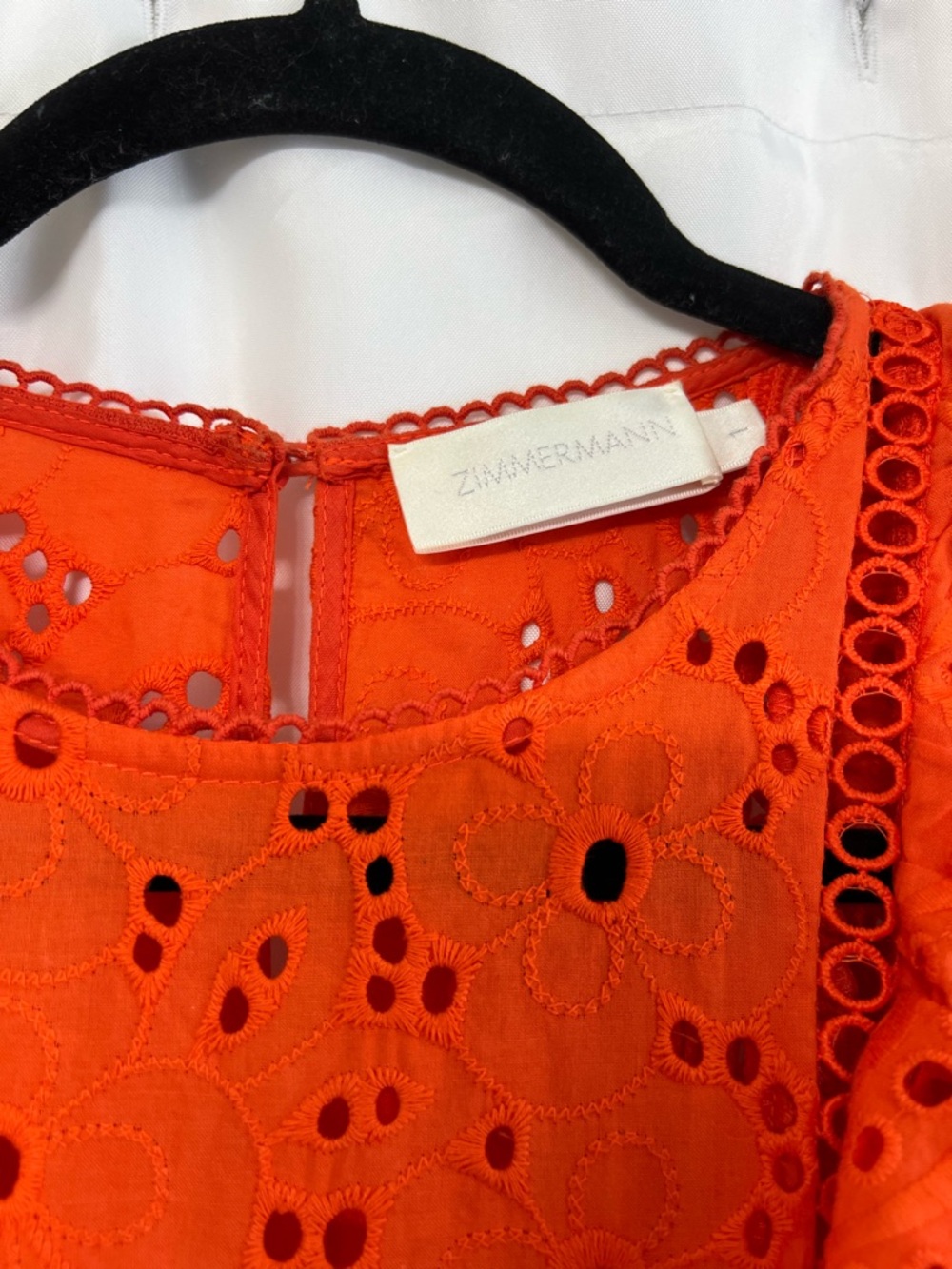 Zimmermann Marisol Eyelet Dress Tomato Orange Ruffle Lace Mini Dress Resort S - Picture 7 of 13